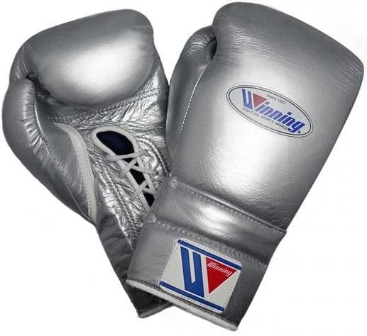Winning Lace-up Boxing Gloves - Silver