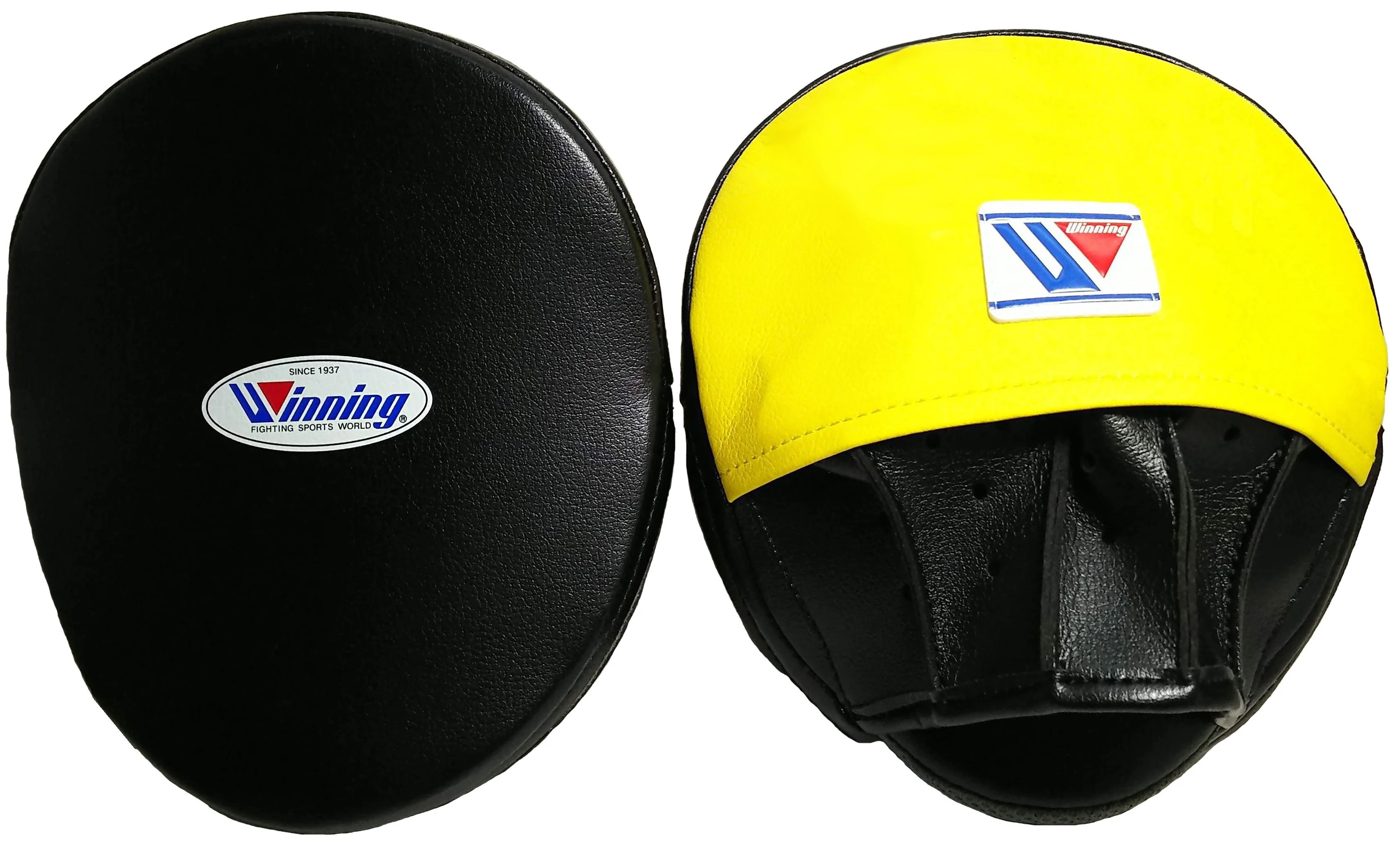 Winning Oval Curved Punch Mitts - Black · Yellow