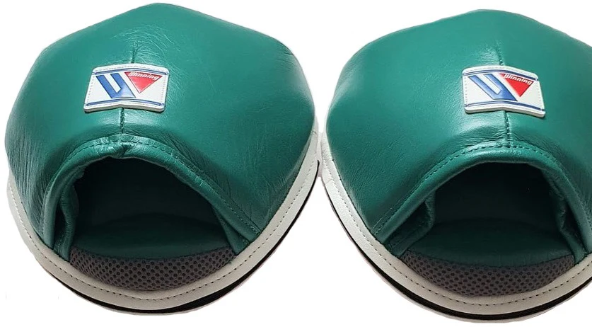 Winning Oval Curved Punch Mitts - Green · White · Red - Image 3