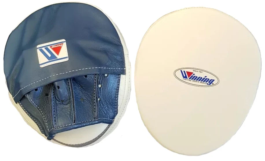 Winning Oval Curved Punch Mitts - White · Navy