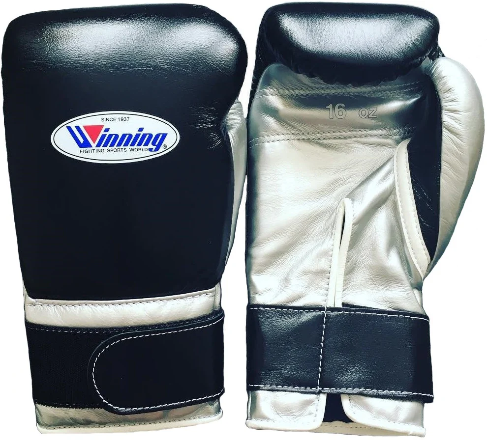 Winning Velcro Boxing Gloves - Black · Silver