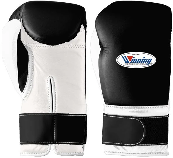 Winning Velcro Boxing Gloves - Black · White